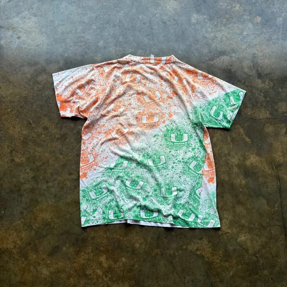 Rare Vintage 90s Miami Hurricanes‎ AOP T-shirt